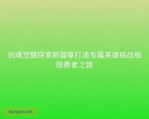 剑魂觉醒探索新篇章打造专属英雄挑战极限勇者之路